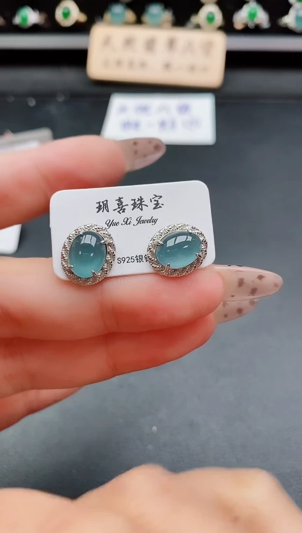 银S925镶嵌戒指翡翠1