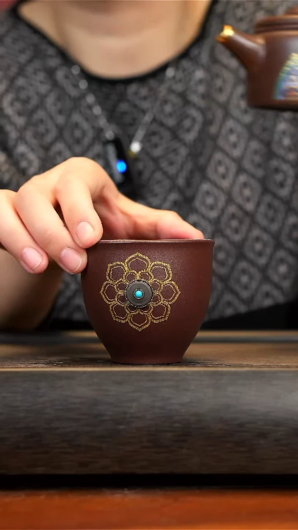 【闪购商品】紫砂茶壶紫泥时来运转杯