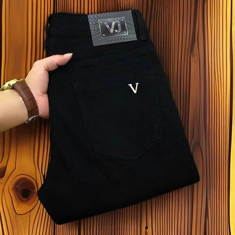 【黑武士】2026春秋新款纯黑色牛仔裤男修身小脚休闲裤秋冬加绒保暖