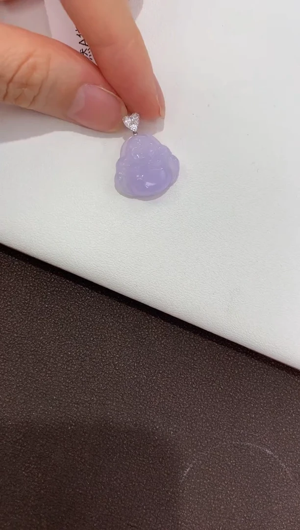 翡翠18K金镶嵌颈饰天然缅甸a货翡翠