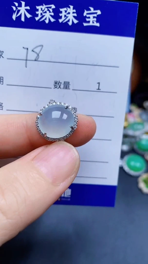 翡翠戒指银S925镶嵌7878