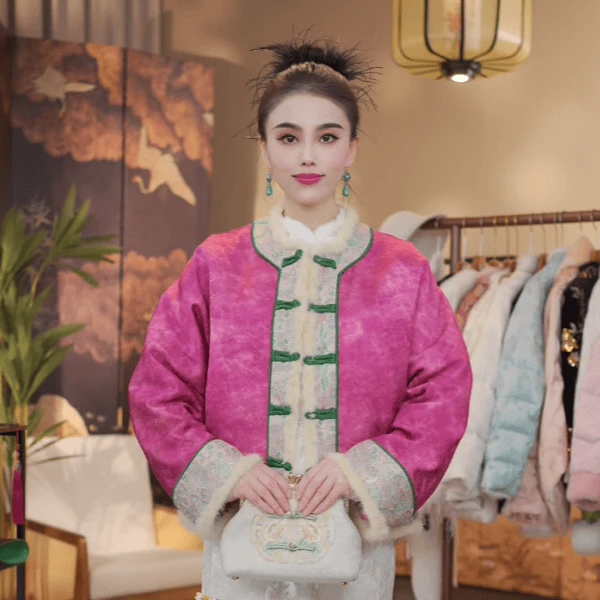 【彩语】中国风加厚秋冬提花气质显瘦彩语上衣