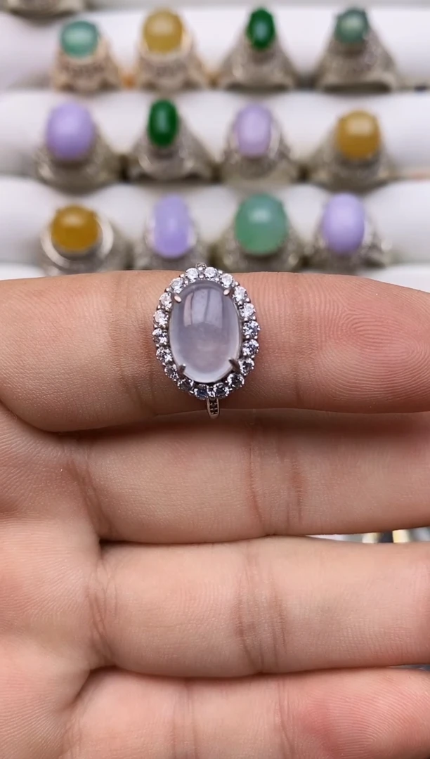 翡翠戒指银S925镶嵌/0012