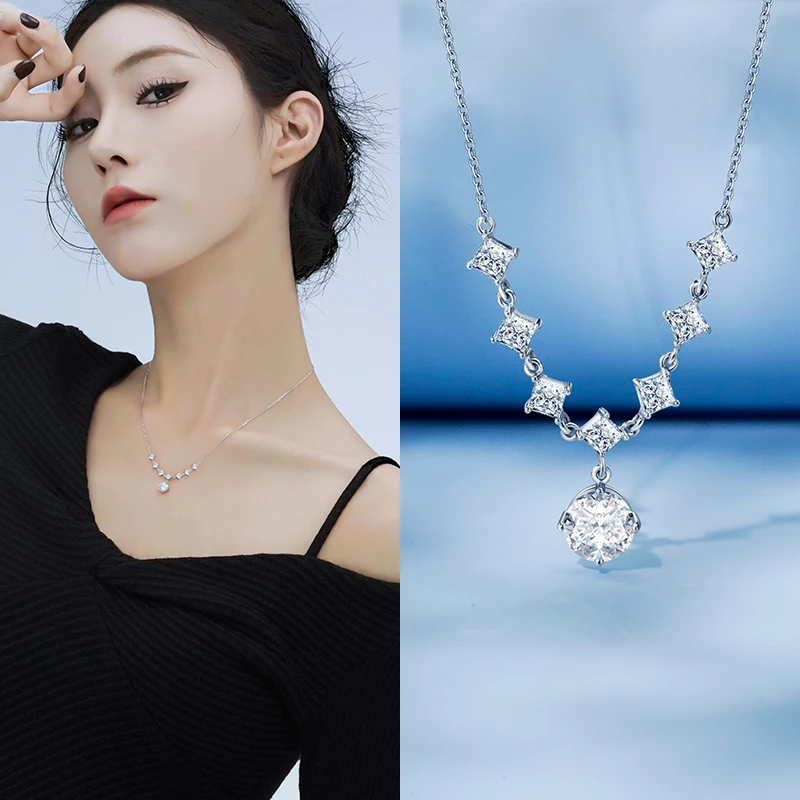 坠链均925银 镀白金七星轻奢设计送女生时尚爆棚气质情侣项链礼物