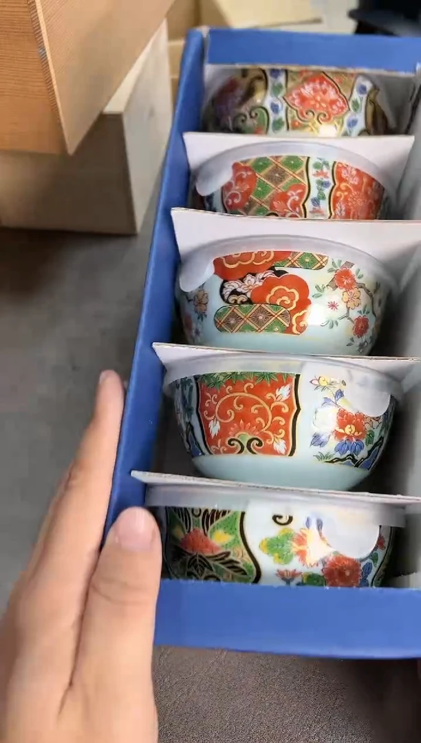 清秀伊万里五只碗全新原盒