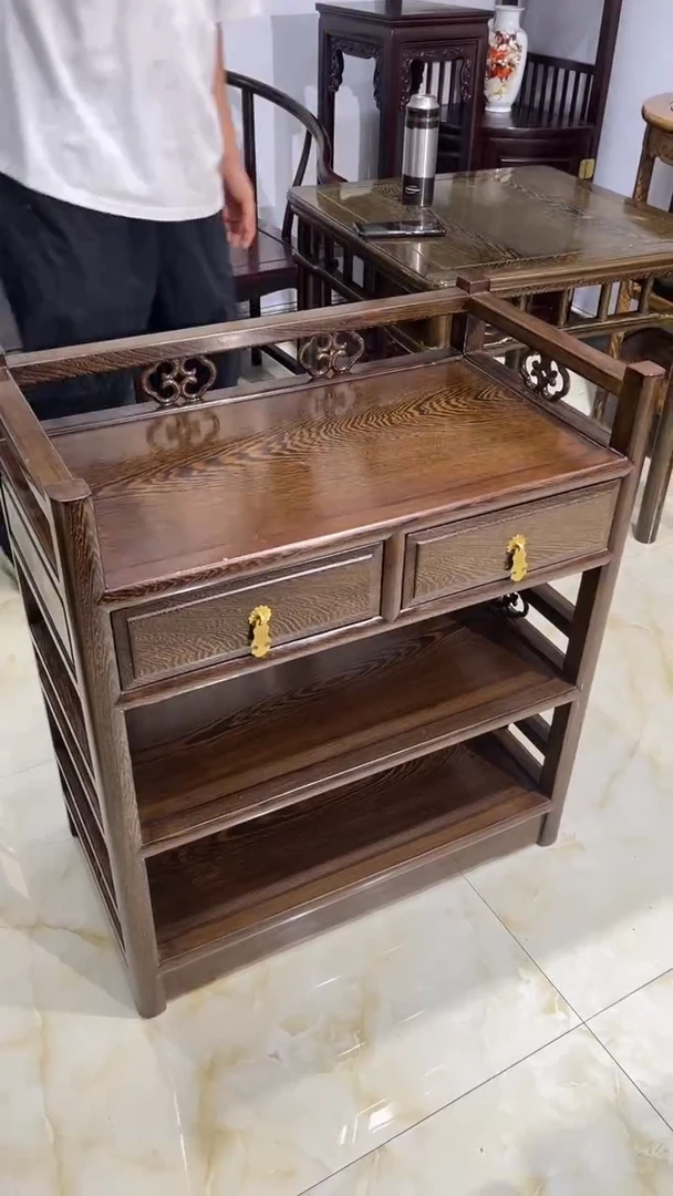 鸡翅木类成套家具  鸡翅木茶水柜68*38*78高
