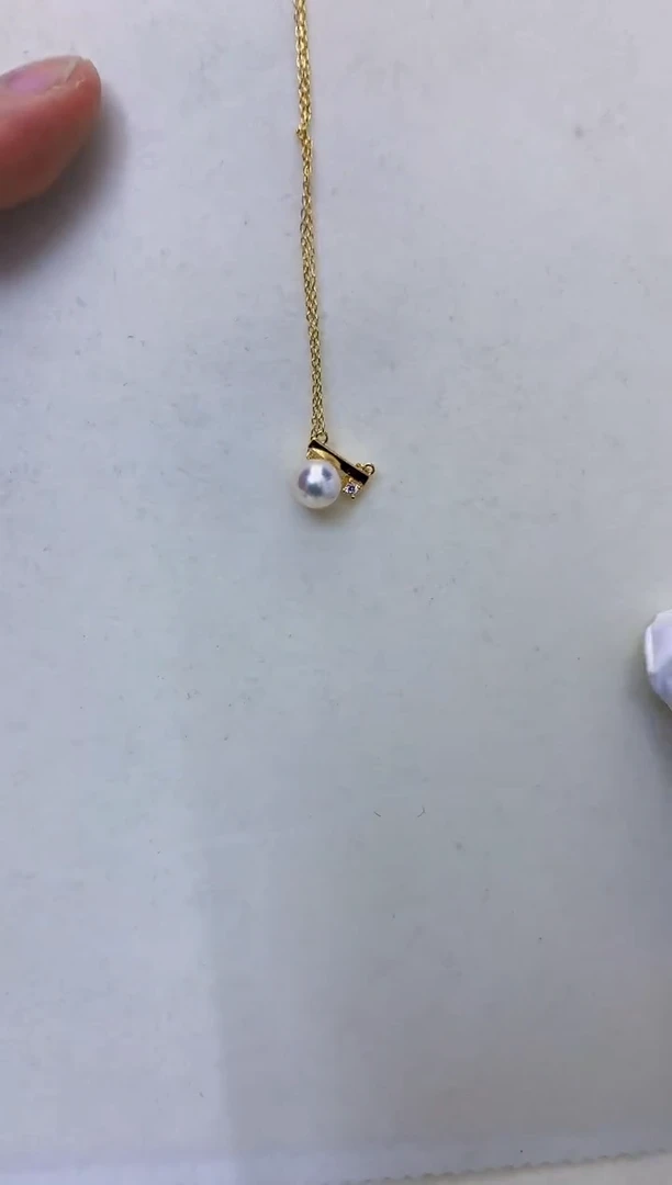 银S925镶嵌海水珍珠饰品金色平衡木套链