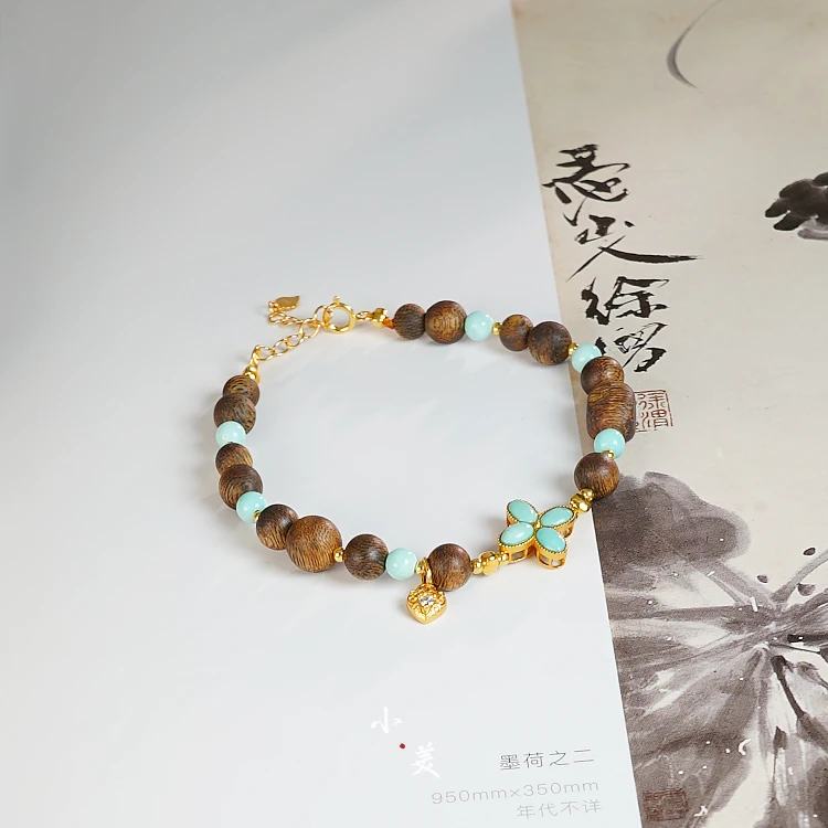 沉香沉香绿松四叶草手链（多样性发）S5074