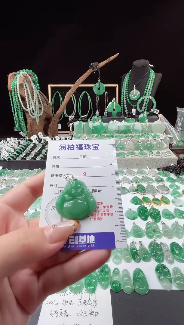 吊坠(赠链)银S925镶嵌石英质玉（非洲翠）13.18佛公