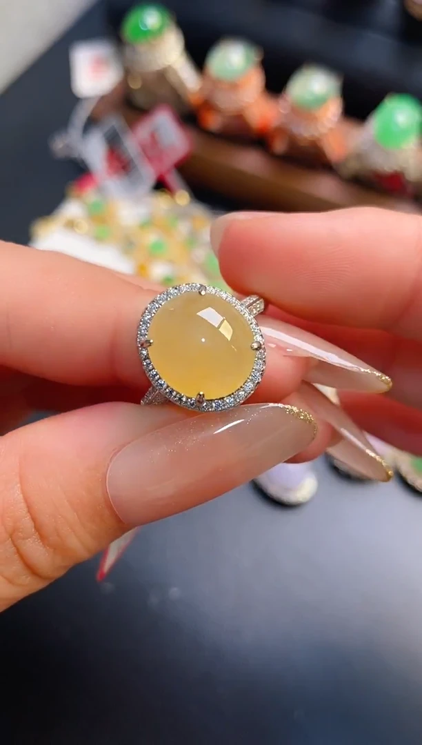 银S925镶嵌戒指翡翠天然