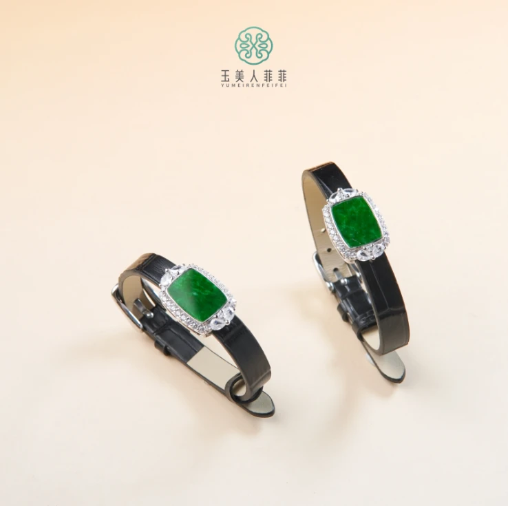 石惑珠宝*翡翠无事牌配表带款约12*15mm-多样性发一