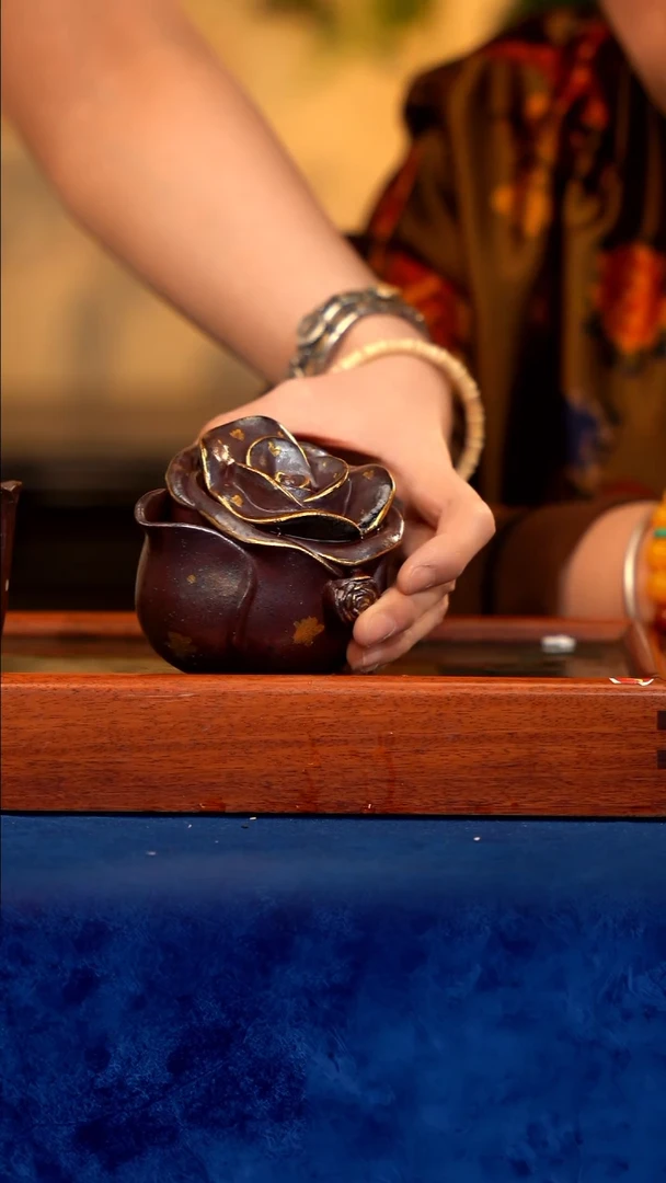 紫砂 宜兴紫砂 GFY 小叶   玫瑰花 手抓