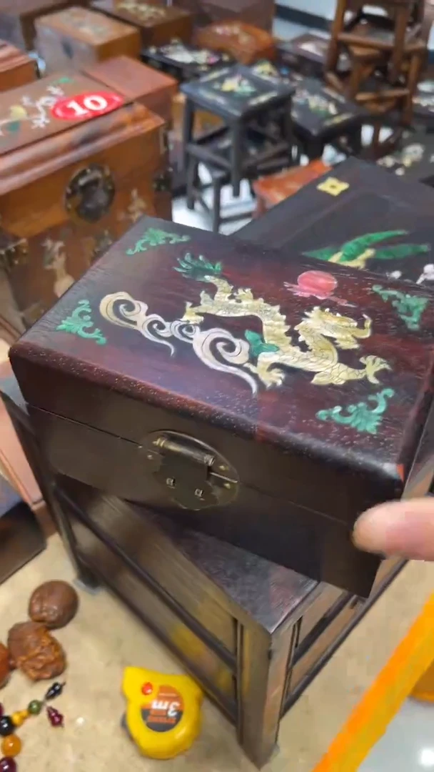 【闪购商品】贡木五爪金龙螺钿小首饰盒