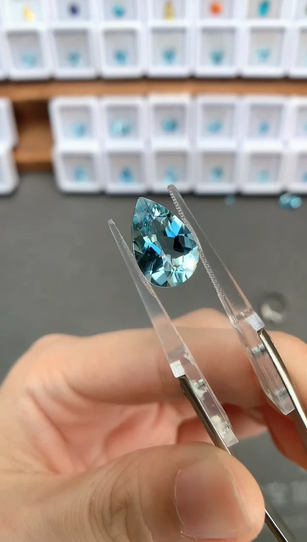 未镶嵌裸石定制海蓝宝石3.87ct 圣玛 02050