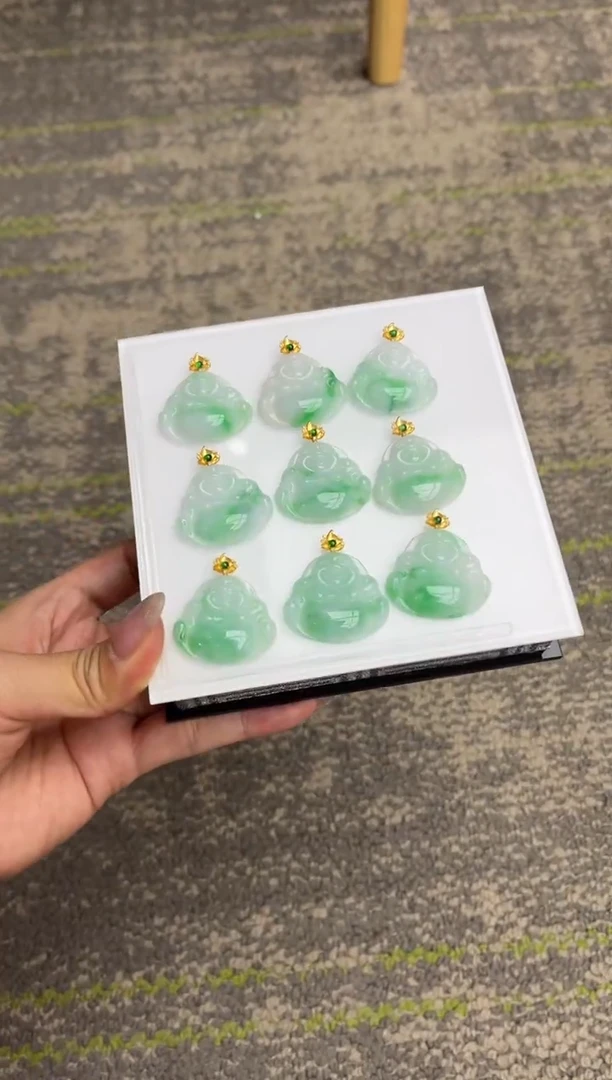 颈饰18K金镶嵌翡翠V493多样性发一件/配绳子