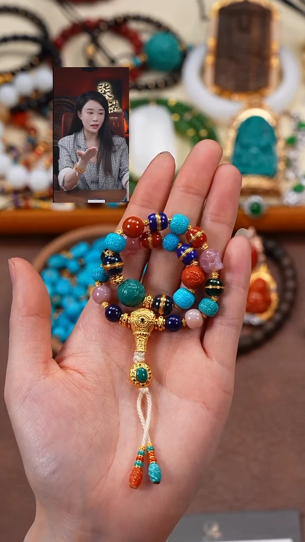 18K金镶嵌绿松石1陶*贤柒禧文玩回血好物