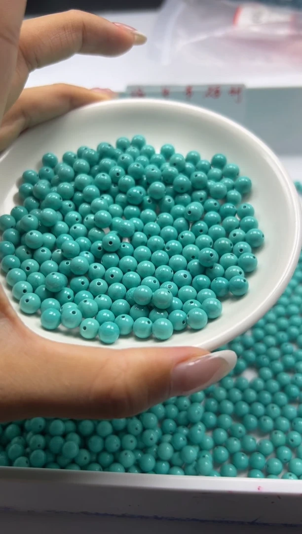 玛瑙/玉髓颈饰未镶嵌w821高瓷绿*松6mm*30颗