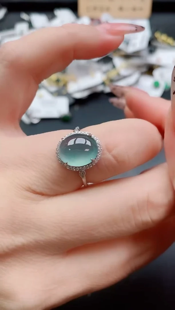 银S925镶嵌戒指翡翠1