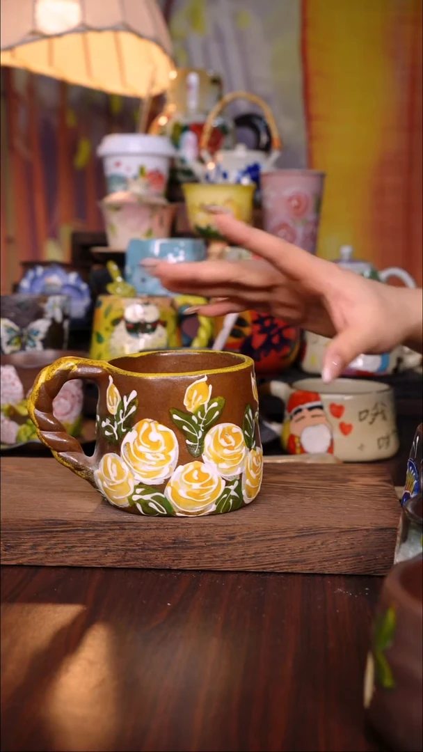 杯子陶泥垚手作 景德镇手工手绘陶瓷器物