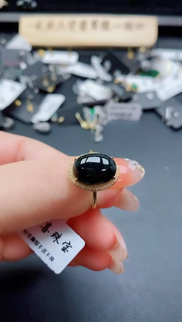 银S925镶嵌戒指翡翠1