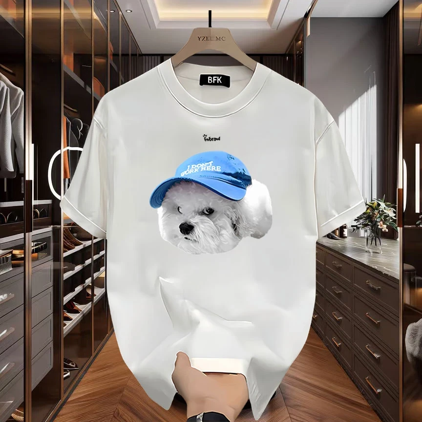 潮流纯棉上衣夏季潮痞帅男士卡通印花美式休闲圆领百搭短袖T恤衫