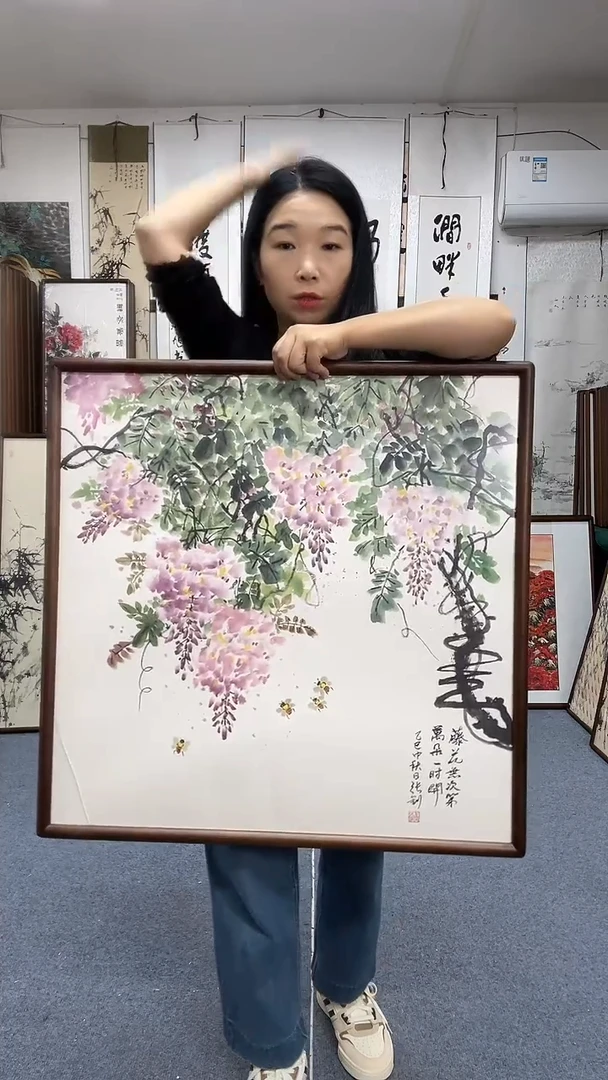 国画70*70实木画框京东包邮手绘