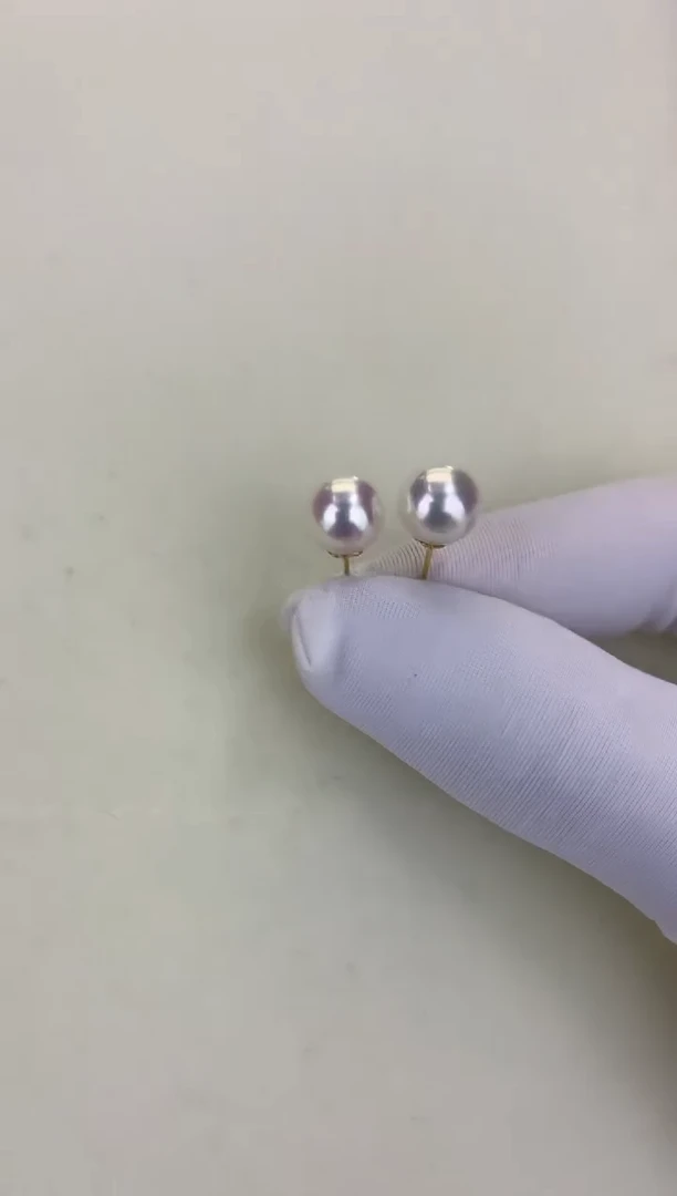 18K金镶嵌DA海水珍珠 GD015 8-8.5 素钉定制