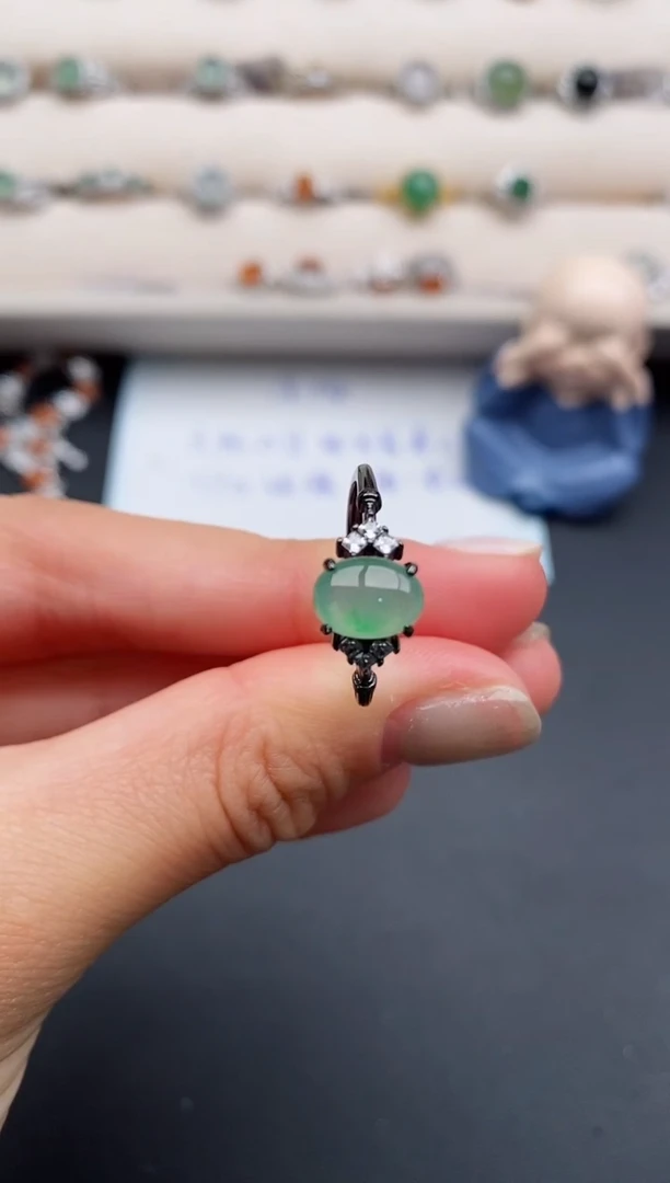 银S925镶嵌戒指翡翠2222222+5