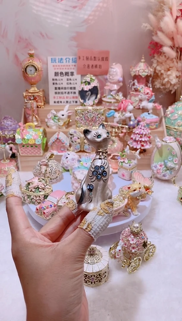 合金珐琅彩首饰盒摆件