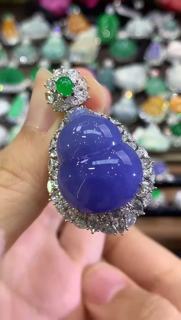 吊坠(不含链)18K金镶嵌翡翠红*C98 紫货有色差