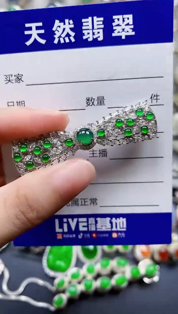 翡翠银S925镶嵌颈饰396