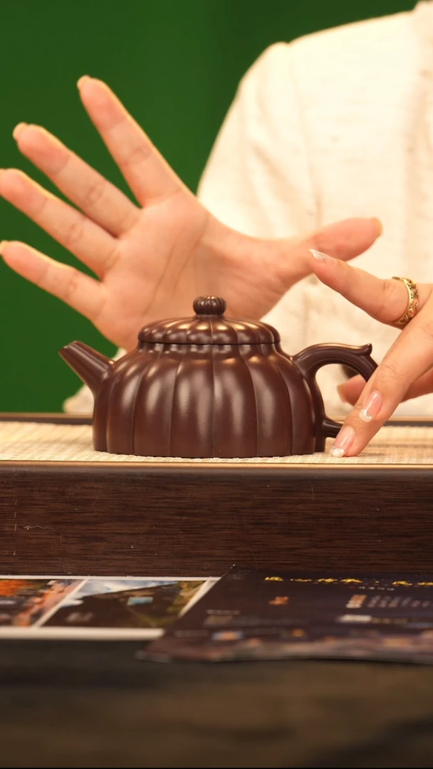 茶壶紫砂WZG筋纹半月 紫泥250cc