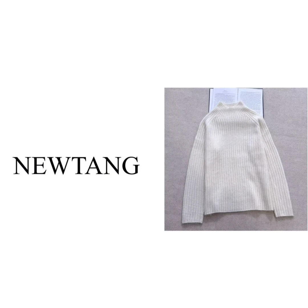 【冬宜雪】1234 100%羊毛半高领竖条毛衣女高级感长袖软糯针织