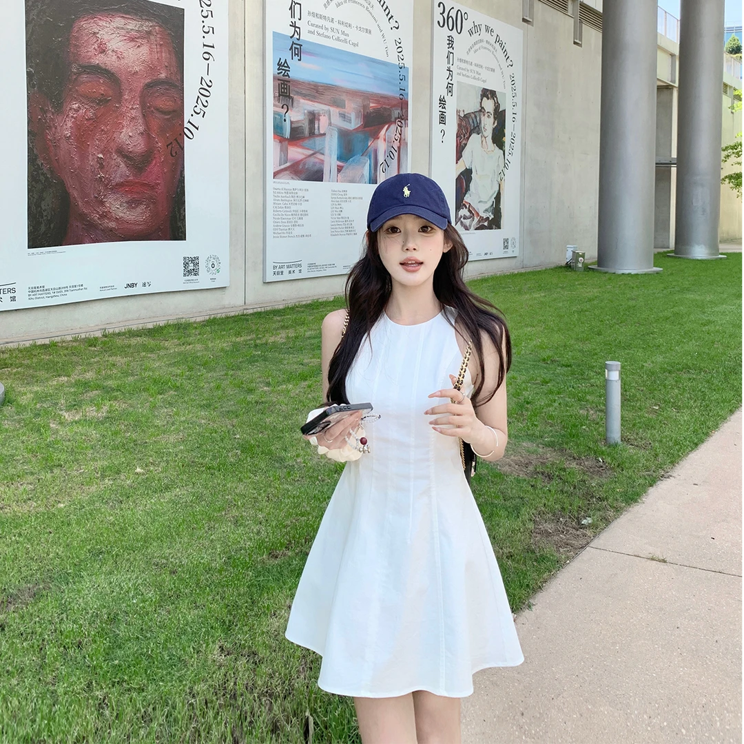 Zzhen【淡人小娇兰】简约无袖掐腰连衣裙甜美减龄裙子DLYQ924