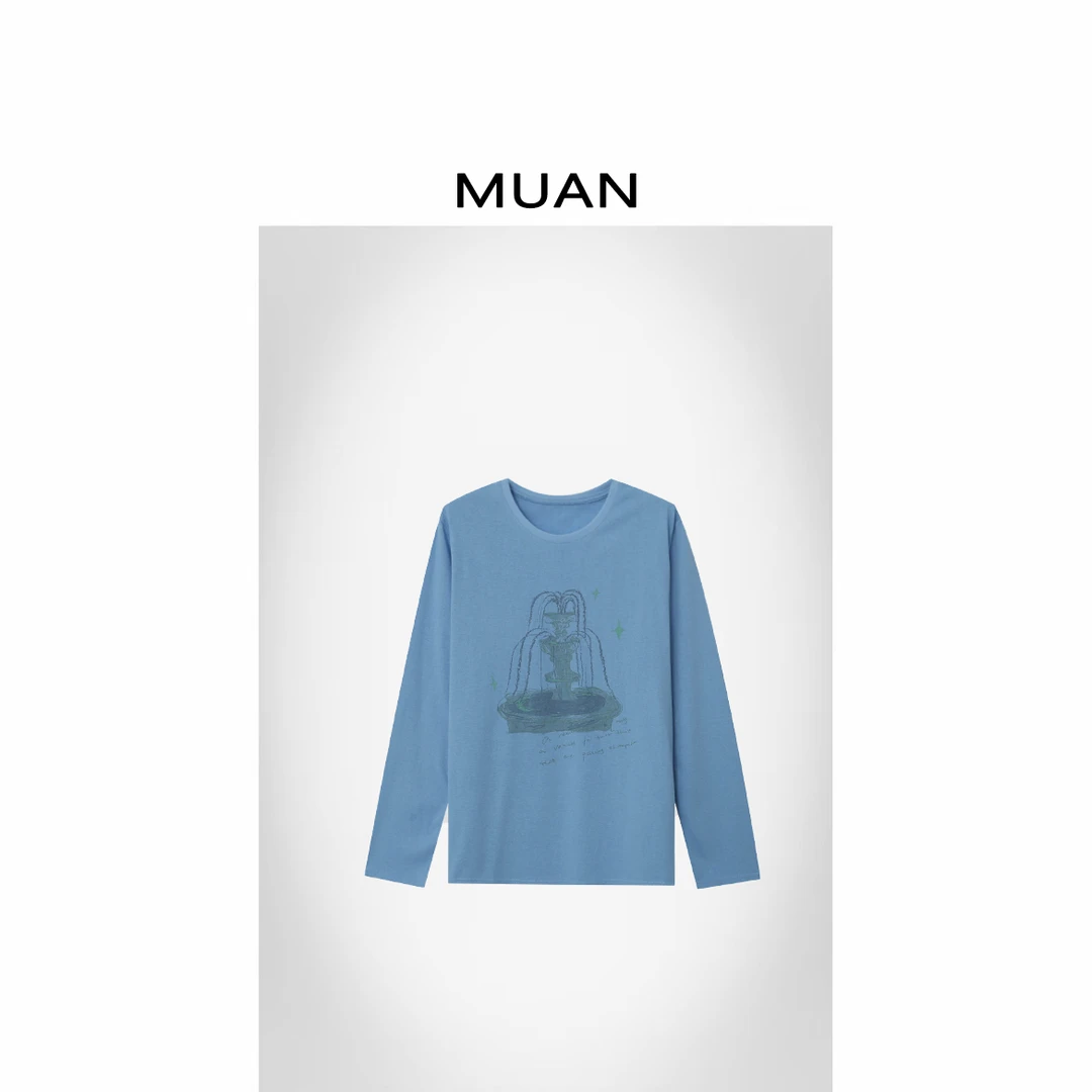木岸MUAN：《许愿池长袖T》“氛围系列”定制简约上衣打底女DG3-9018