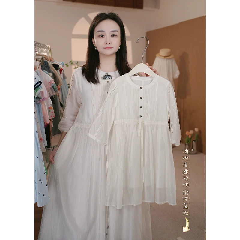 现货【娜伊】亲子装5331双层连衣裙女童2025夏装气质法式短袖女宝裙