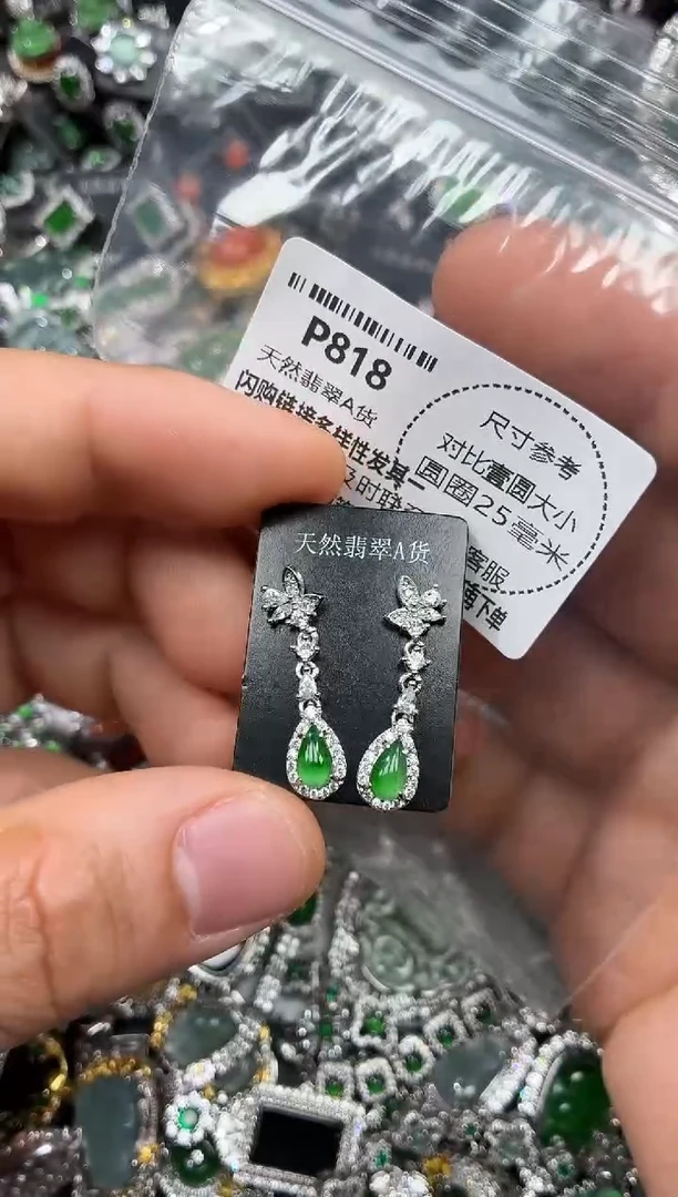 颈饰未镶嵌翡翠P818耳钉