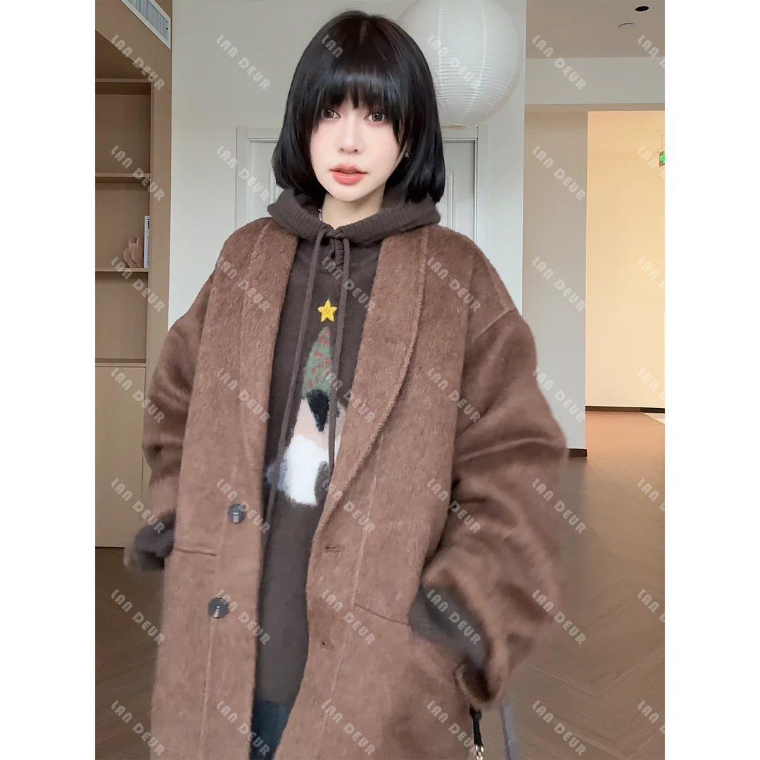 JIUJIU【温柔指南】苏力大衣慵懒风秋冬百搭温柔毛呢外套女