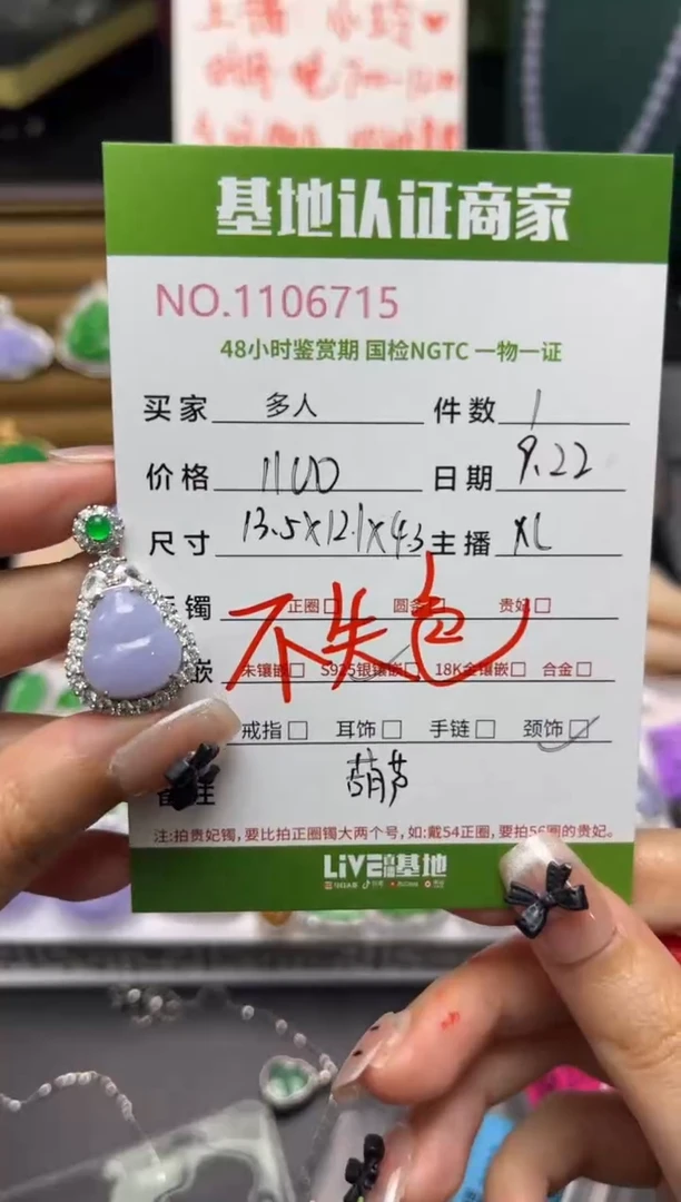 吊坠(不含链)银S925镶嵌翡翠多人