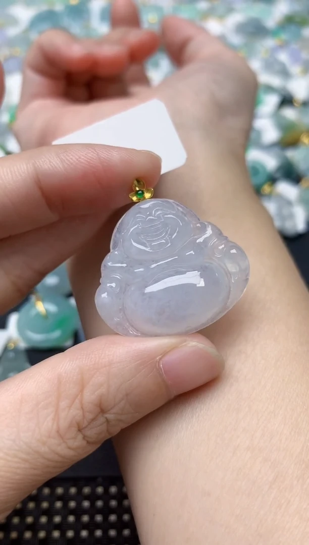 颈饰18K金镶嵌翡翠天然缅甸A货翡翠