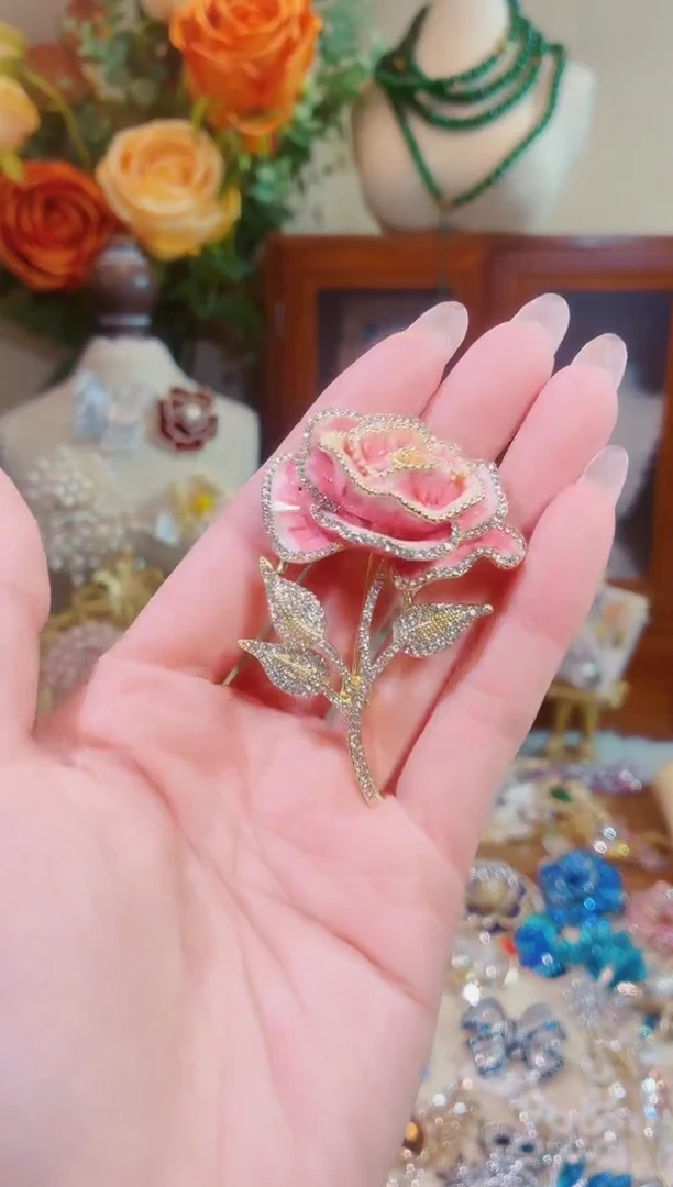 合成立方氧化锆铜合金粉色玫瑰