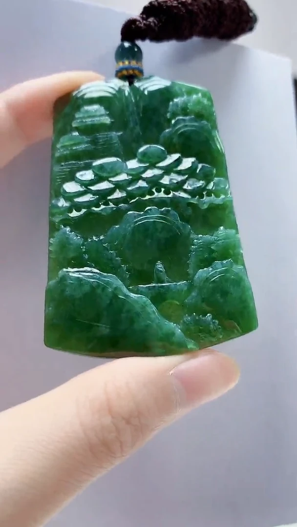 未镶嵌定制翡翠4917zm-毛货挂件29山水