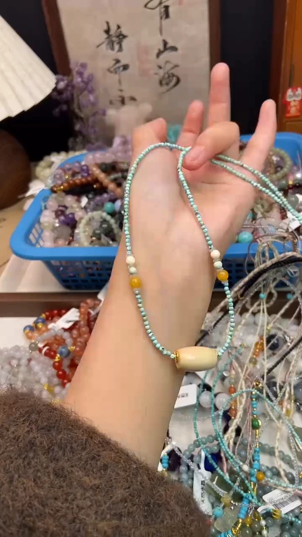 银S925镶嵌琥珀项链174