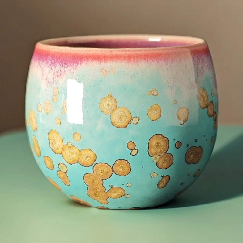 钧瓷窑变炉钧茶杯冰裂纹陶瓷主人杯功夫茶具品茗杯单个家用建盏