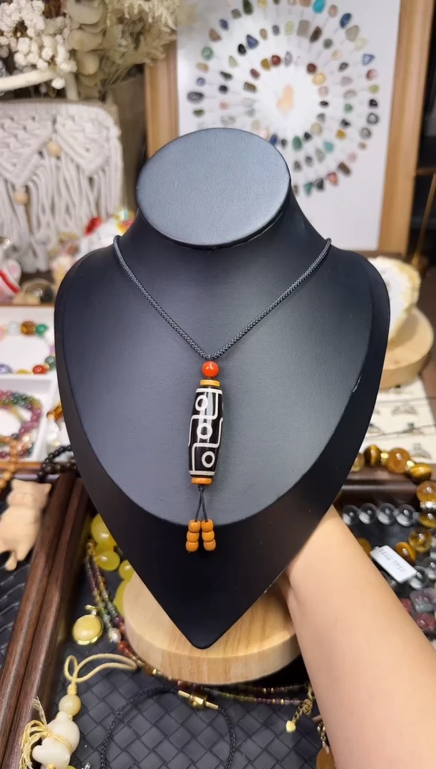 天然辰砂天珠手链