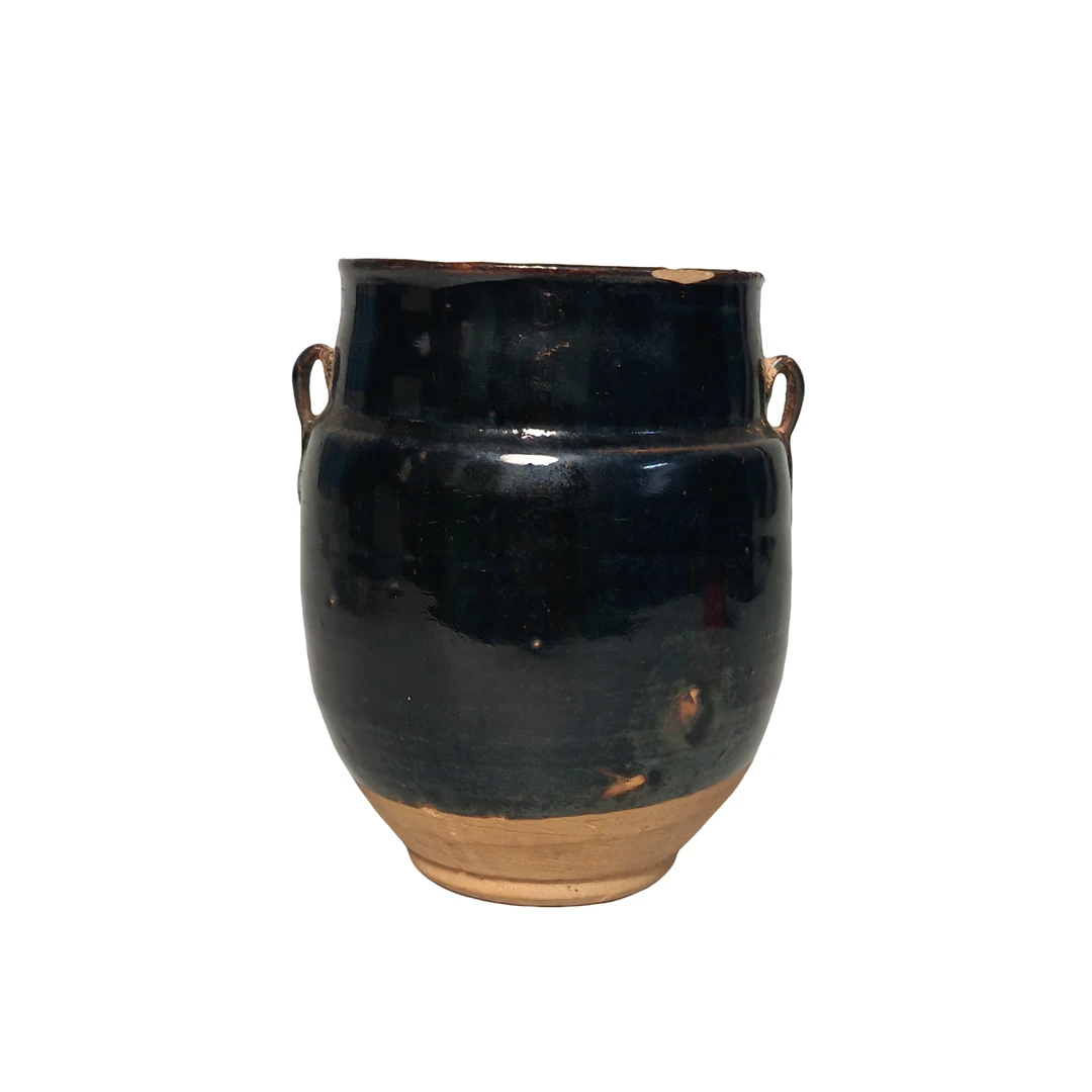 【010021014】明晚期 黑釉双系罐