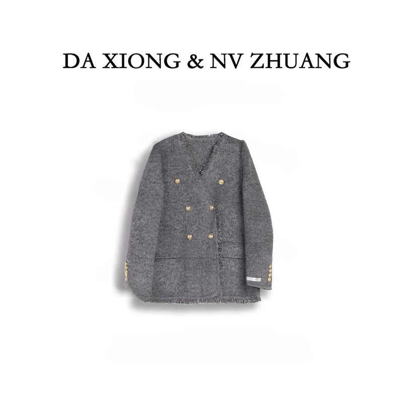 新款双面呢大衣女装短款大衣双排扣拉毛秋冬外套-8889