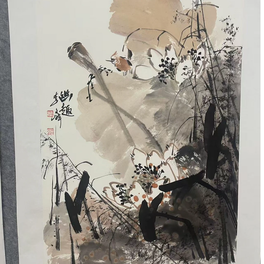 李文峰四尺三开精品花鸟