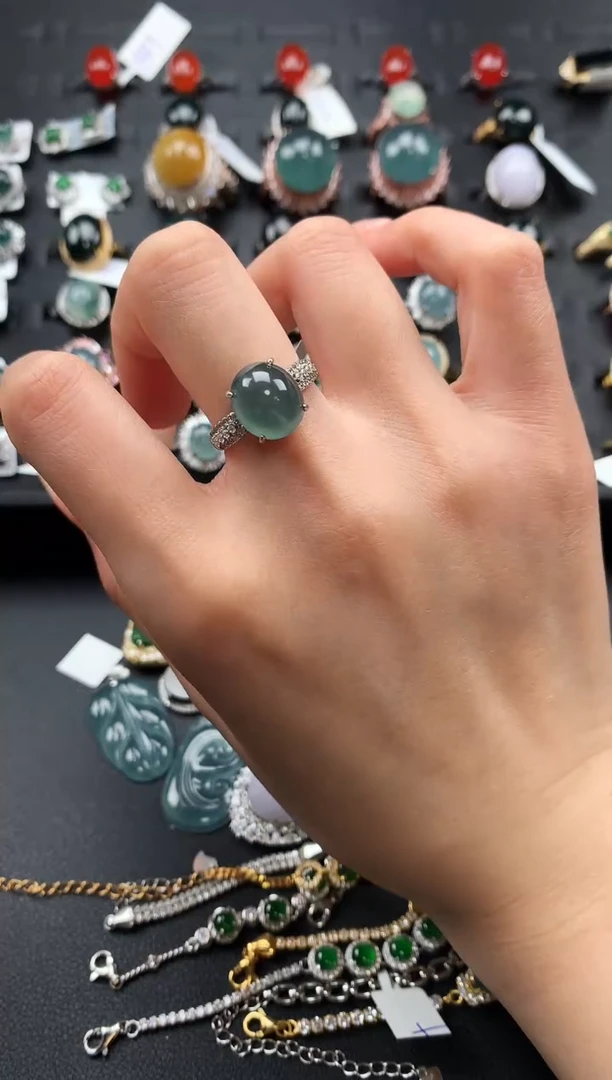【闪购商品】翡翠戒指银S925镶嵌47546456