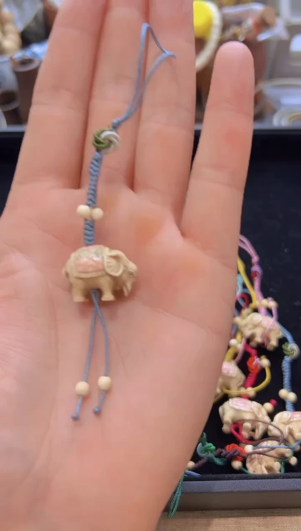 乌木类书架346猛犸彩绘小象小挂件